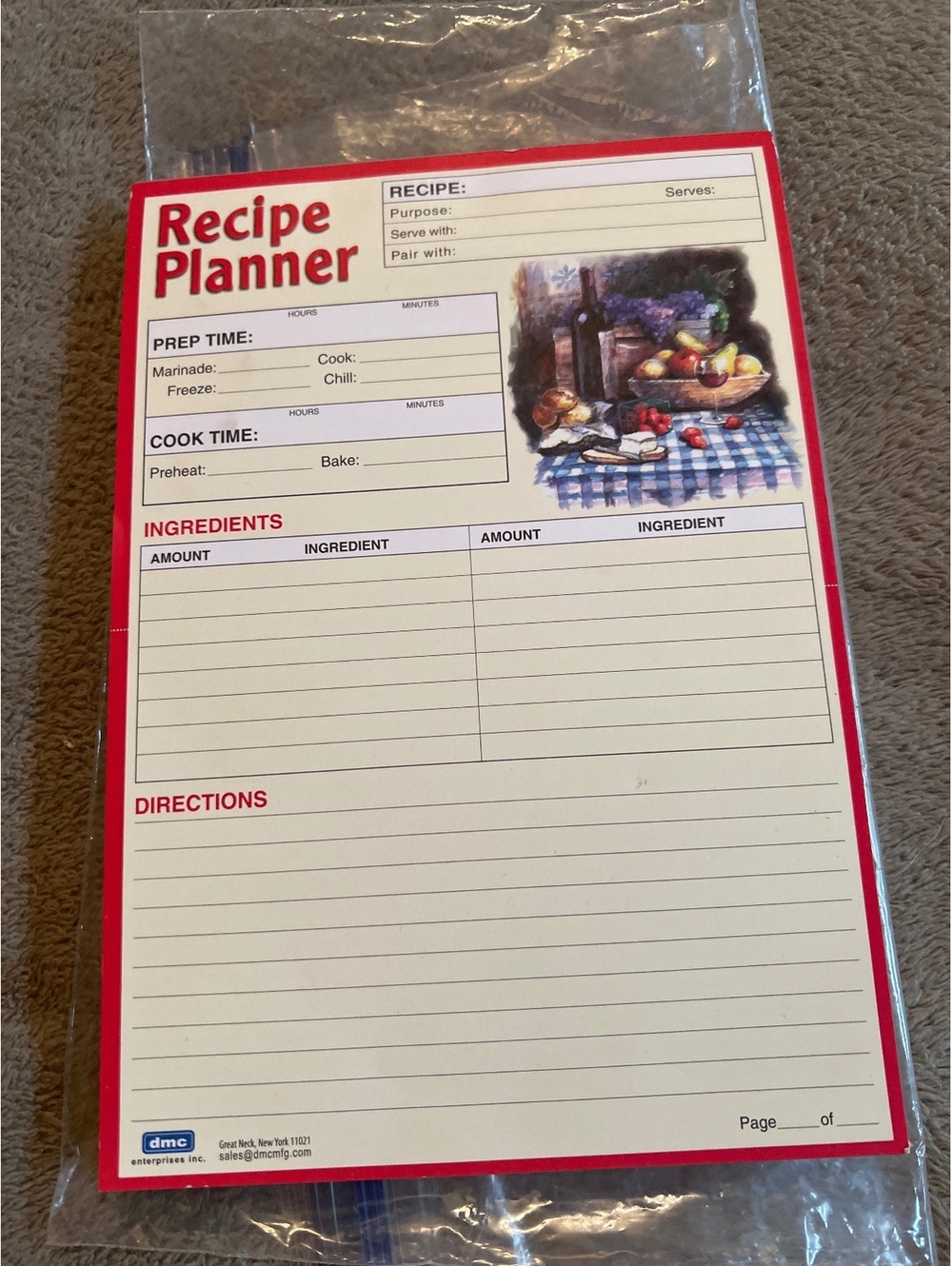 dmc Recipe Planner 60 Padded Sheets 5.5 x 8 Inches